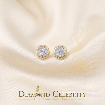 DiamondCelebritees 925 Sterling Silver 0.20 ct Diamond For Ladies & Mens Yellow Stud Round Earrings