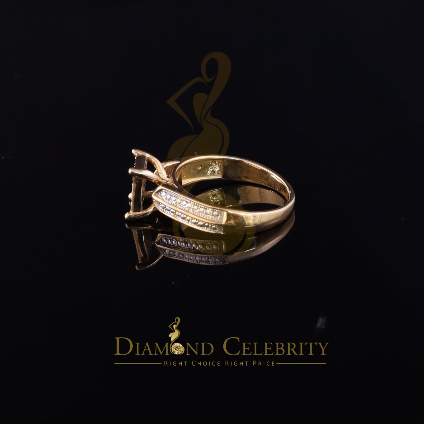DiamondCelebritees 0.12CT Real Diamond 925 Sterling Yellow Silver Womens Square Fashion Ring Size 7