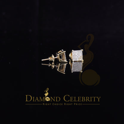DiamondCelebritees Aretes Para Hombre 925 Yellow Silver 0.25ct Square Diamond Stud men's Earrings