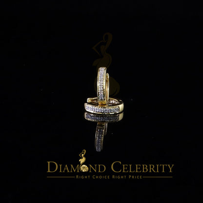 DiamondCelebritees 0.07ct Diamond 925 Sterling Silver Yellow Hoop Stud Earrings For Men's / Women's