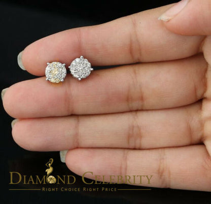 DiamondCelebritees 10K Real White Gold Real Diamond 0.60CT Men's/Women's Stud Round Earring