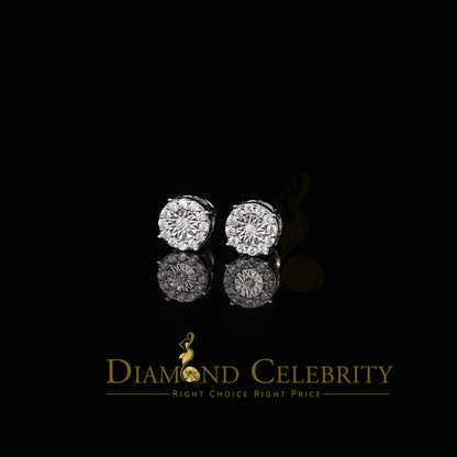 DiamondCelebritees  White Silver 1.12ct Cubic Zirconia 925 Women's & Men's Hip Hop Square Earrings