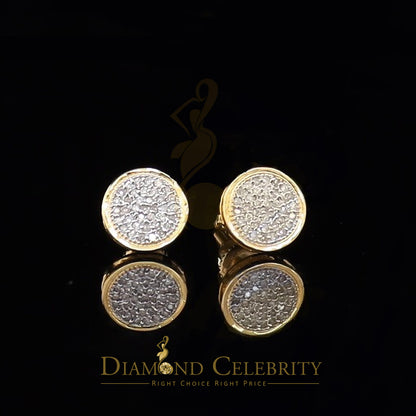 DiamondCelebritees 10K Real Yellow Gold with Real 0.15ct Diamonds Round Stud Earrings