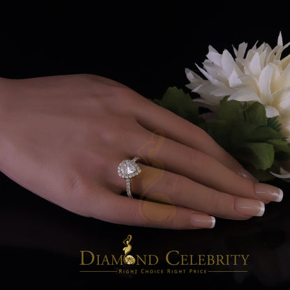 King Of Blings  10K Yellow Gold 2.50CT 'VVS' 'FL' D clr Pear Cut Moissonite Womens Ring Size 7
