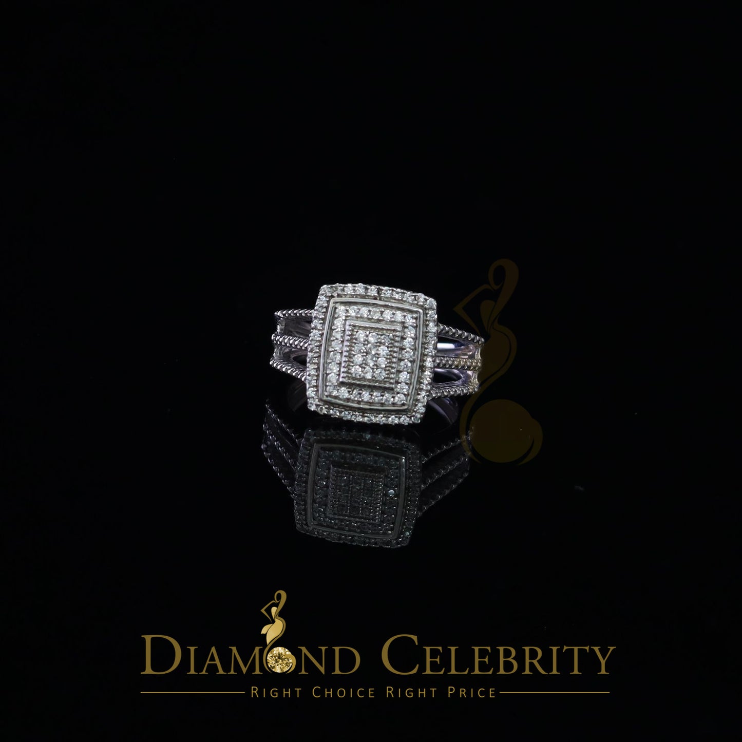 DiamondCelebritees 0.75CT Cubic Zirconia Sterling White Silver Round Engagement Women's Ring Size 7