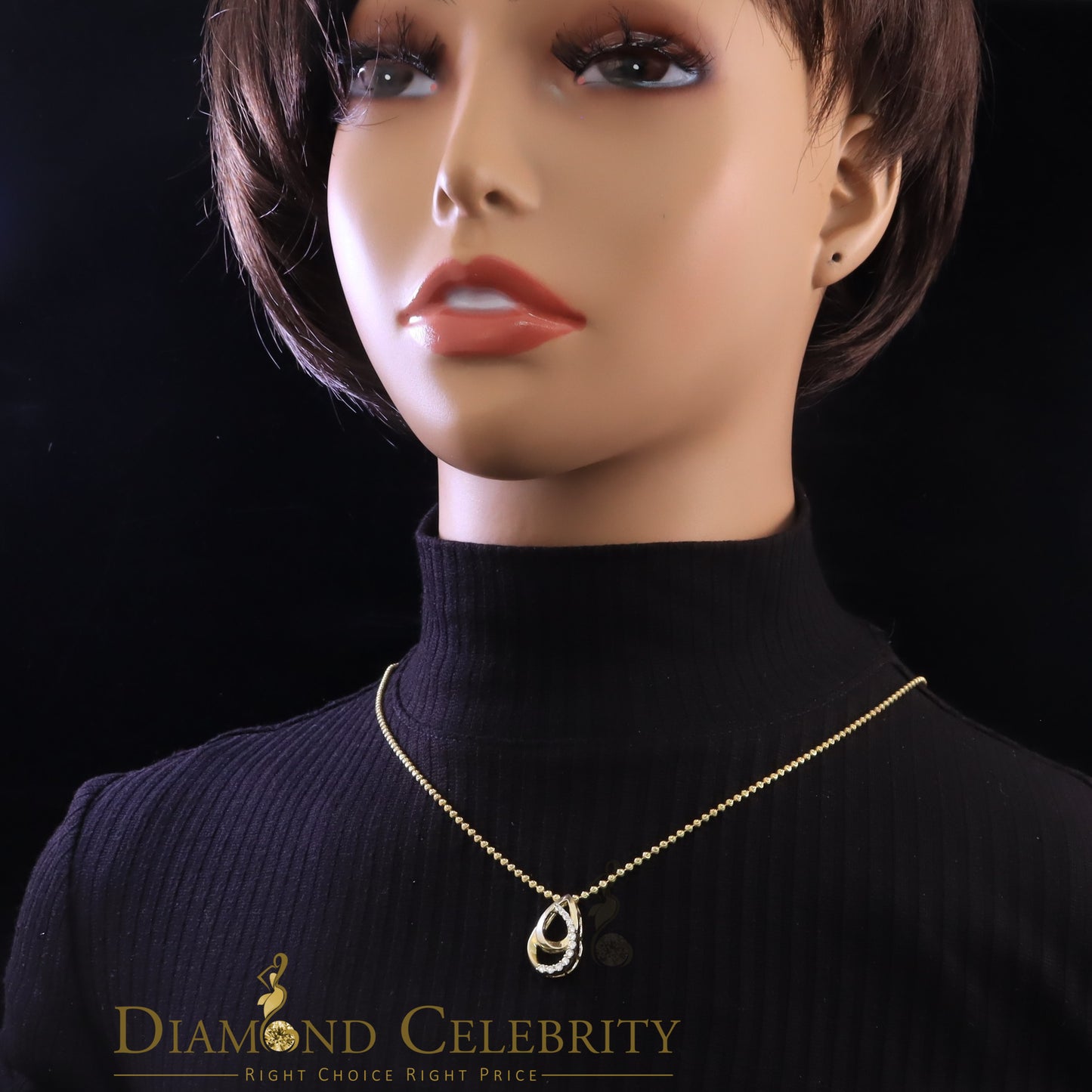 DiamondCelebritees Sterling Yellow Silver Pear Fashion Pendant with 0.00ct Cubic Zirconia Stone