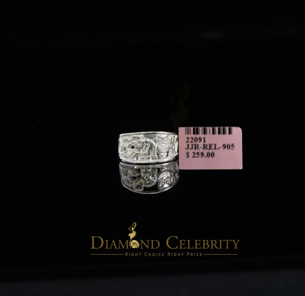 DiamondCelebritees Religious White 925 Sterling Silver Open Lucky Symbol Band Women's Ring SZ 7