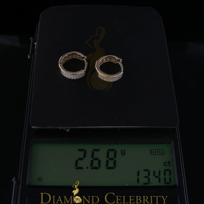 DiamondCelebritees 0.15ct Diamond Sterling Silver Yellow H oop Stud Earrings For Men's / Women's
