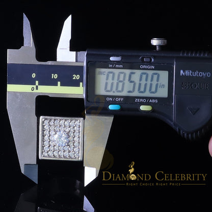 DiamondCelebritees Men's 19.0ct Cubic Zirconia white Silver Square Adjustable Ring From SZ 9 to 11