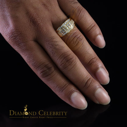 DiamondCelebritees 925 Yellow 1.75ct Cubic Zirconia Silver Men's Adjustable Ring From SZ 9 to 11