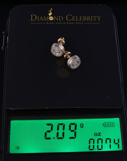 DiamondCelebritees 10K Real Yellow Gold Men's/Women's Real Micro Diamond 0.15CT Stud Earring
