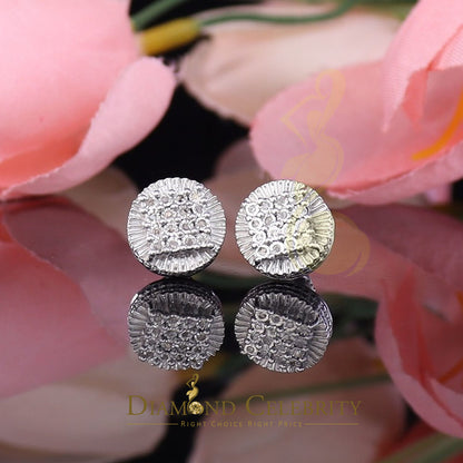 DiamondCelebritees 925 Sterling Silver White Hip Hop 0.15ct Diamond Men's & Women's Round Earrings