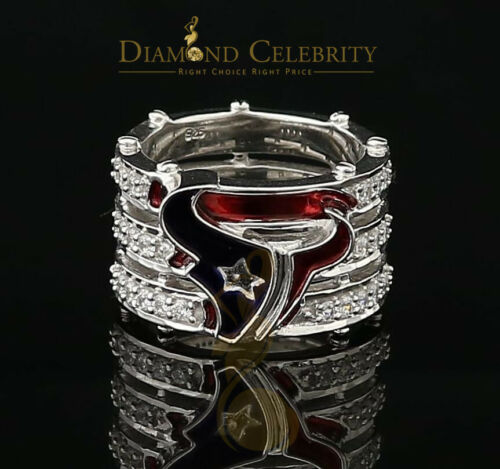 DiamondCelebritees 925 Silver White 1.50ct Cubic Zirconia Texan Wide Band Cocktail Ring Size 10