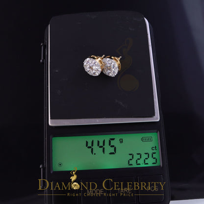 DiamondCelebritees  925 Sterling Yellow Silver 5.56ct Cubic Zirconia Women Round Stud Earrings
