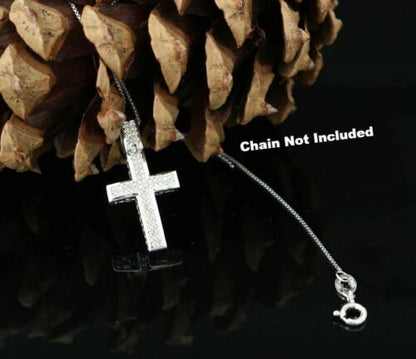 DiamondCelebritees  Real 0.33ct Diamond 925 Sterling Silver CROSS White Charm Necklace Pendant
