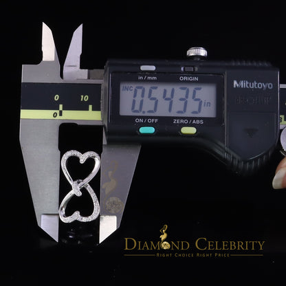 DiamondCelebritees 925 Sterling White Silver Pendant with Dual Heart Shape 0.00ct Cubic Zirconia