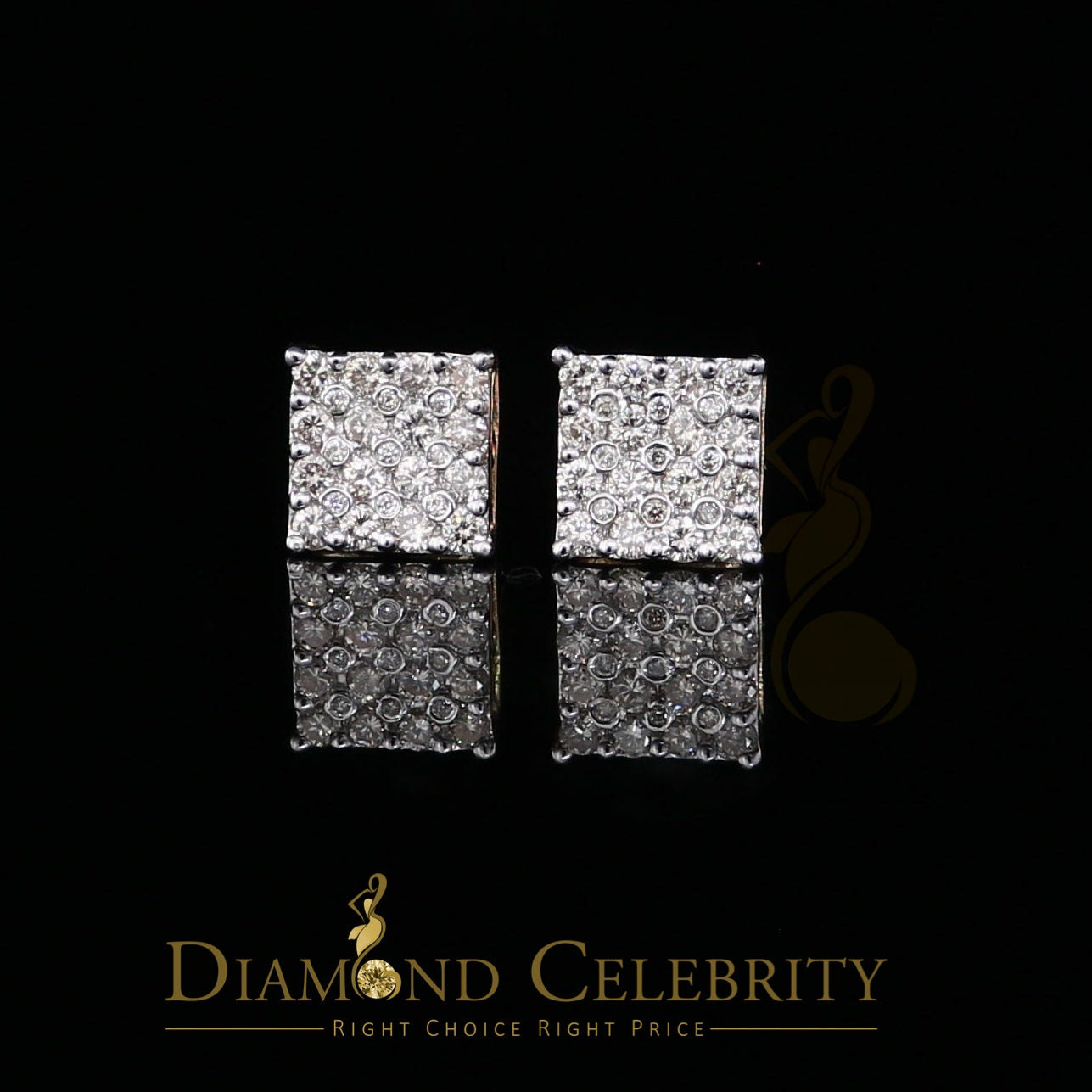 DiamondCelebritees 10K Real Yellow Gold with 1.00CT Real Diamond Men's/Women's Stud Earrings