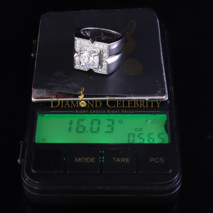DiamondCelebritees 4.50ct Cubic Zirconia White 925 Silver Men's Adjustable Ring SZ From 9 to 11