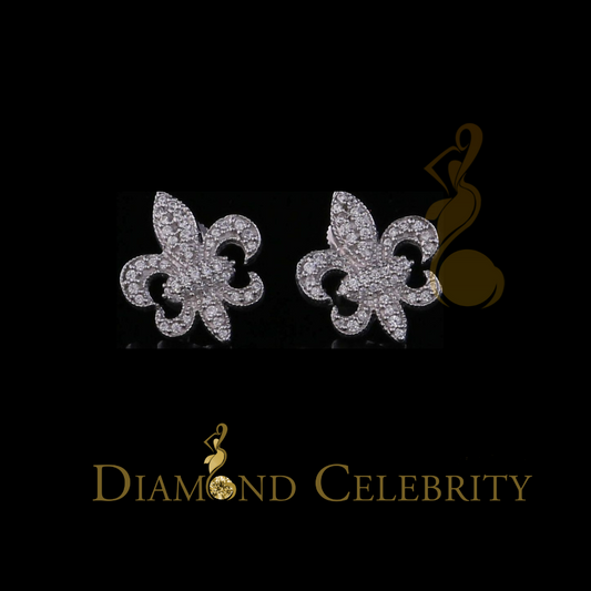 DiamondCelebritees  Fleur de Lis White 925 Silver Screw Back 0.96ct Cubic Zirconia Women's Earrings