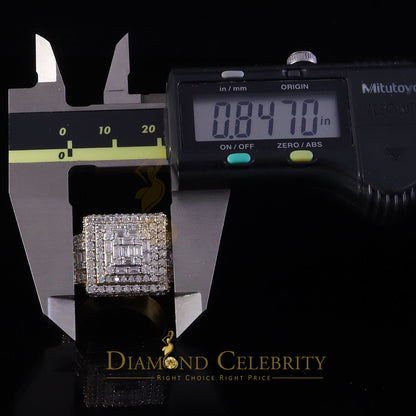 DiamondCelebritees 925 Yellow Silver 5.00ct VVS 'D' Moissanite Stone Men's for Square Rings Size 10