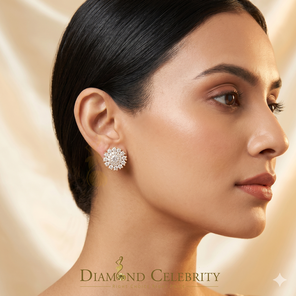 DiamondCelebritees 1.00ct VVS 'D' Moissanite Men's/Womens 925 Silver Yellow Floral Stud Earrings