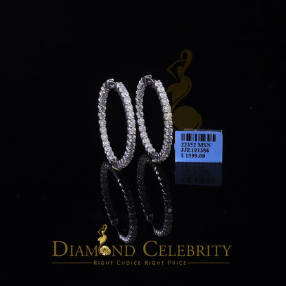 Diamondcelebritees 6.00ct Moissanite White 925 Sterling Silver Women's Hoop Earrings