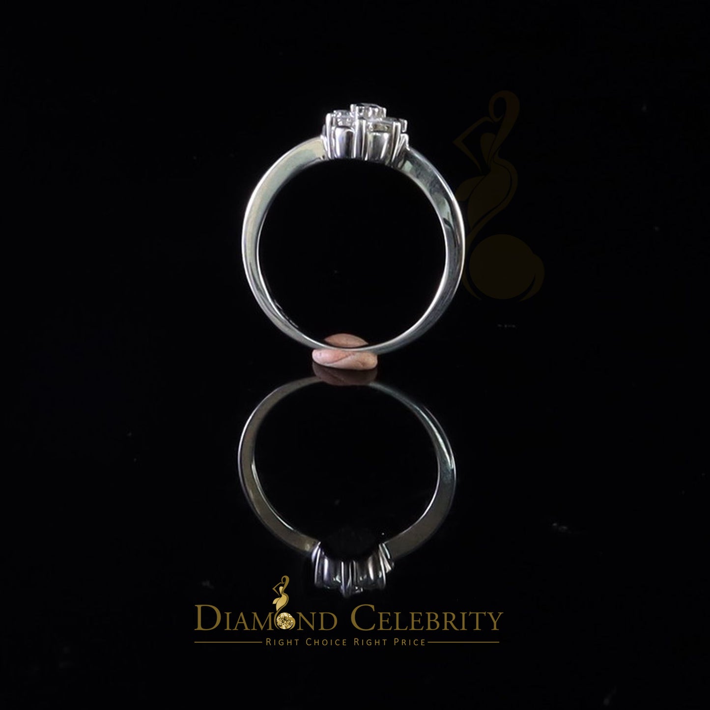 DiamondCelebritees 925 White Silver 0.50ct Cubic Zirconia Flower Engagement Womens Ring Size 6