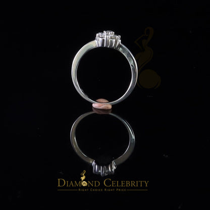 DiamondCelebritees 925 White Silver 0.50ct Cubic Zirconia Flower Engagement Womens Ring Size 6