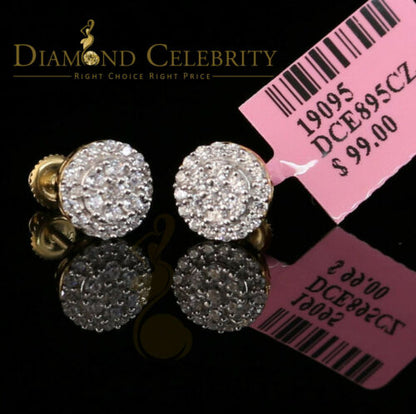 DiamondCelebritees  925 Sterling Yellow Silver 0.88ct Cubic Zirconia Round Women's Stud Earrings