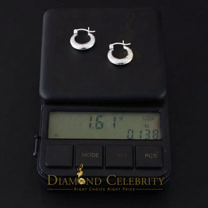 925 Sterling Silver Vintage or Ethnic-Style Filigree Floral 15mm Hoop Earrings
