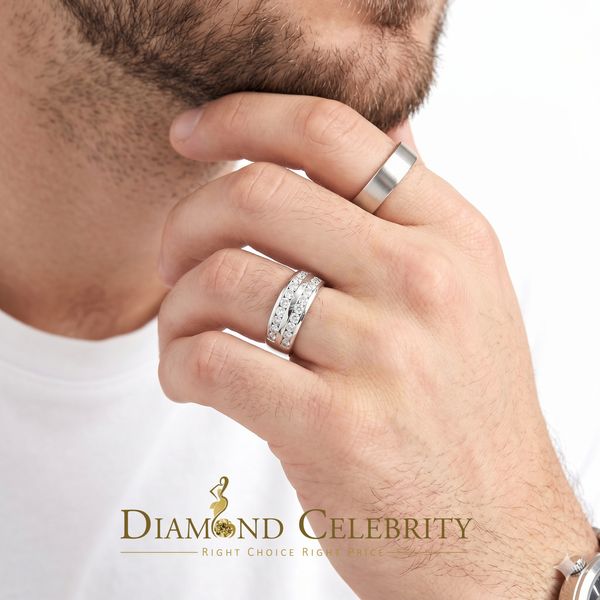 DiamondCelebritees Sterling White Silver Round 3.42ct Cubic Zirconia Round Men's Ring Size 10