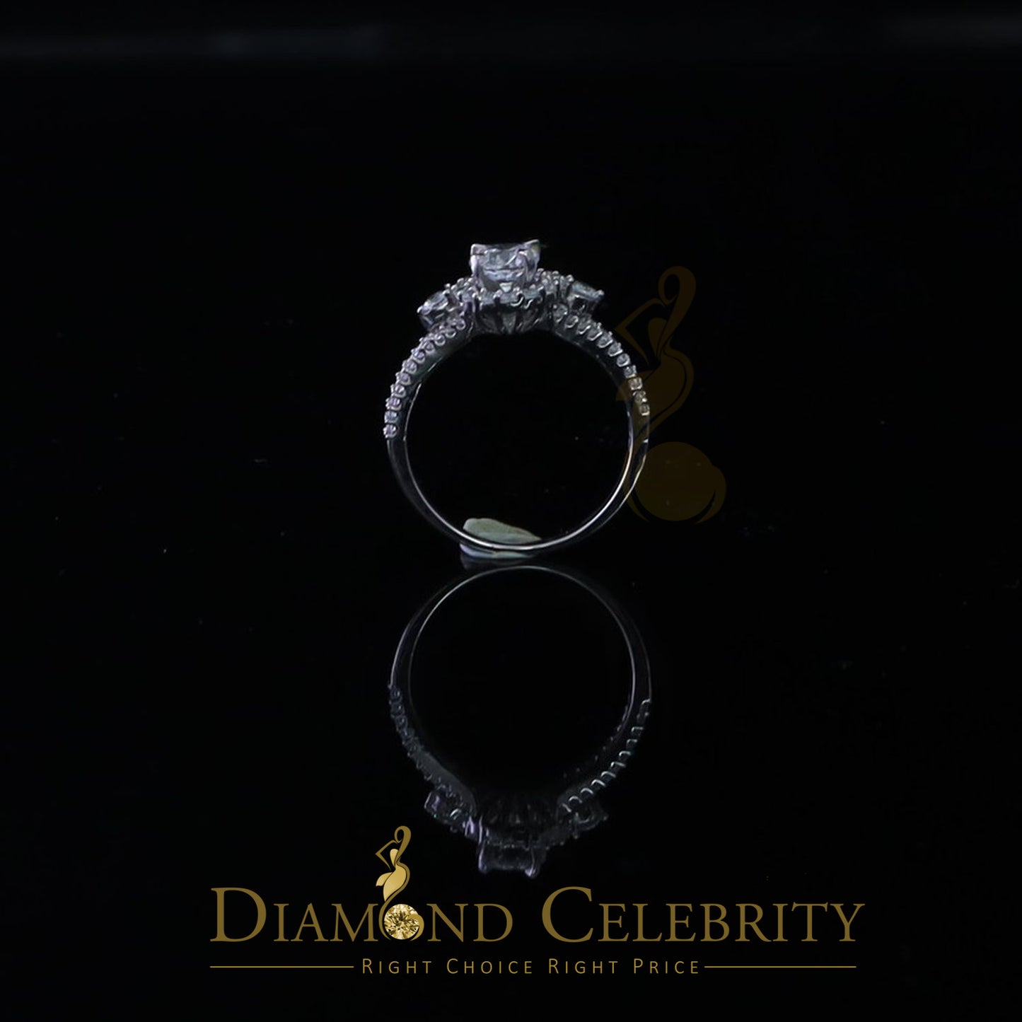 DiamondCelebritees 2.50ct Sterling Silver White Cubic Zirconia Flower Wedding Women's Ring Size 7