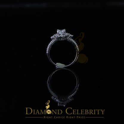 DiamondCelebritees 2.50ct Sterling Silver White Cubic Zirconia Flower Wedding Women's Ring Size 7