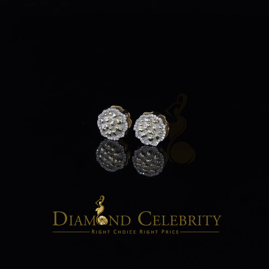 DiamondCelebritees  925 Yellow Silver Nuggtte's 1.38ct Cubic Zirconia Hip Hop Flower Women Earrings