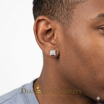 DiamondCelebritees 0.05ct Diamond 925 Sterling Silver White Stud Women's & Men's Square Earrings