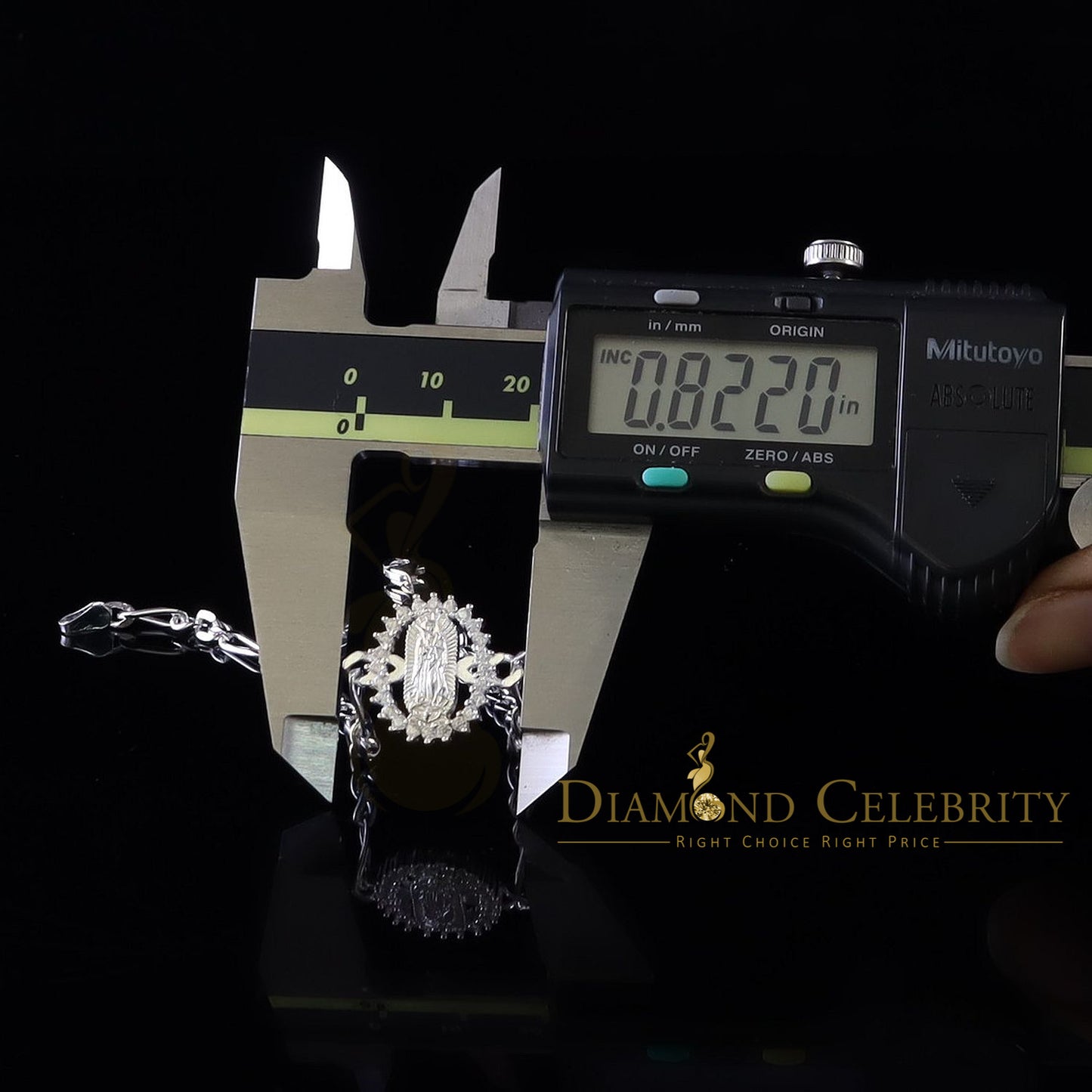 Diamondcelebritees Virgin Merry CZ 925 Sterling Silver White Oval Shape Women's Religious Bracelet