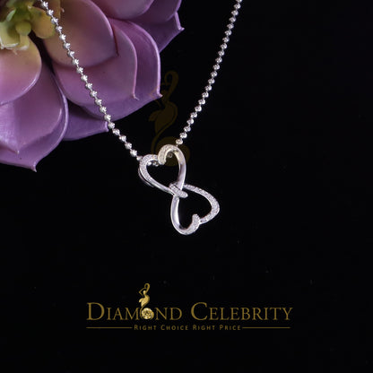 DiamondCelebritees 925 Sterling White Silver Pendant with Dual Heart Shape 0.00ct Cubic Zirconia