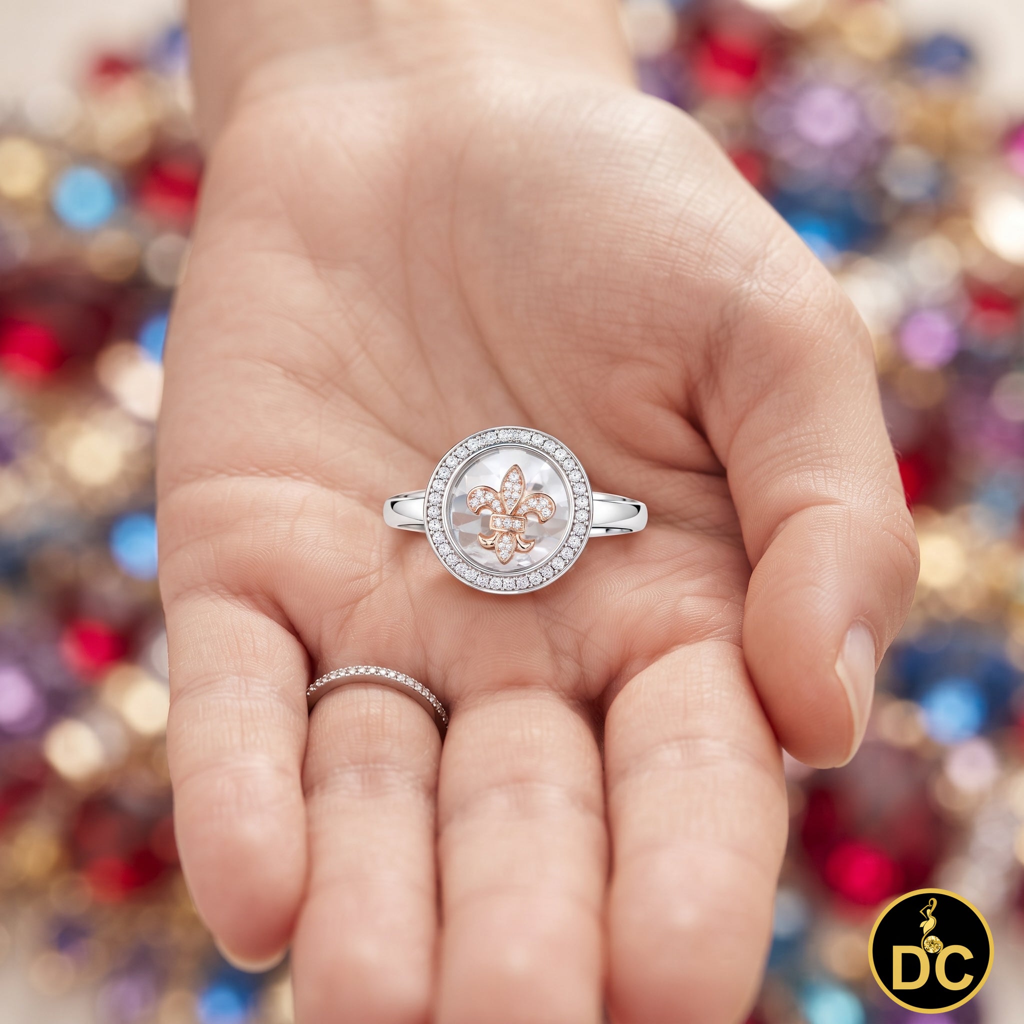 DiamondCelebritees White 0.50ct 925 Sterling Silver Fleur de lis Cubic Zirconia Women's Ring Size 7