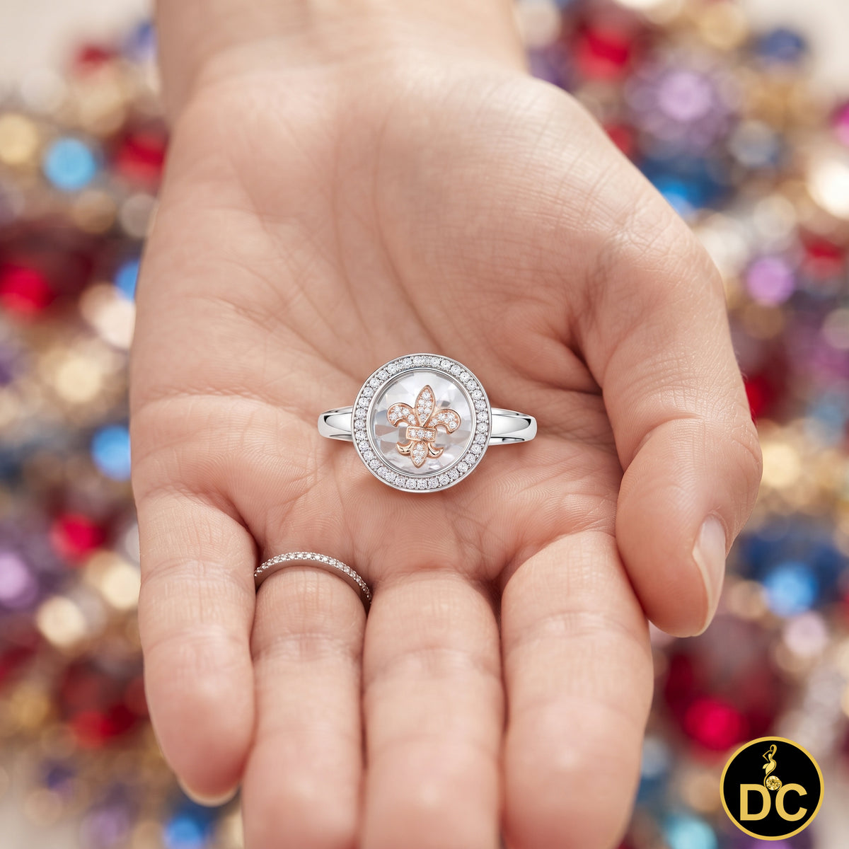 DiamondCelebritees White 0.50ct 925 Sterling Silver Fleur de lis Cubic Zirconia Women's Ring Size 7