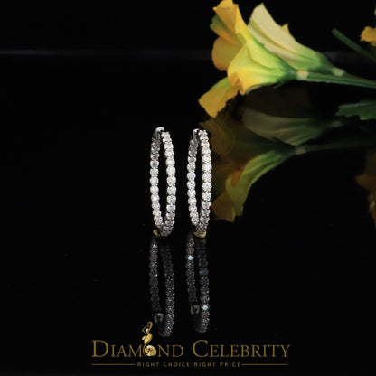 Diamondcelebritees 6.00ct Moissanite White 925 Sterling Silver Women's Hoop Earrings