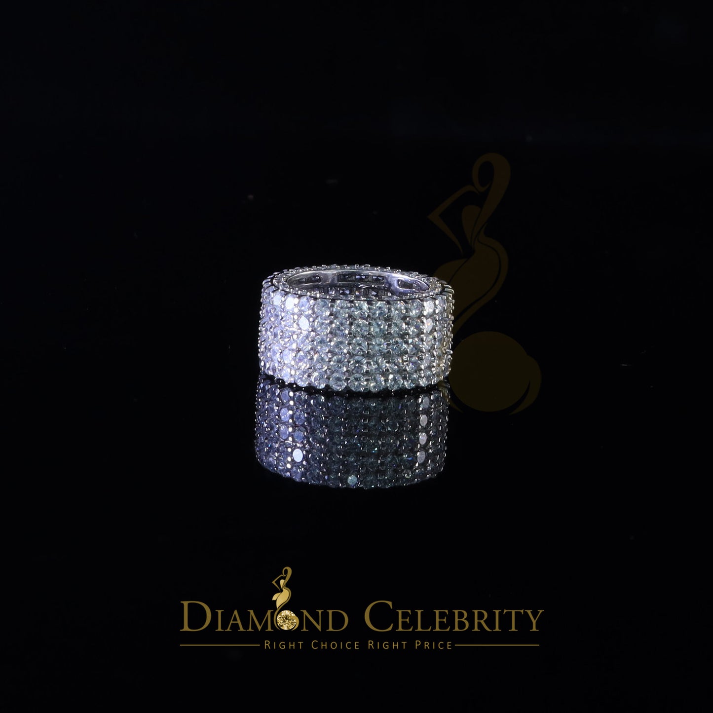 DiamondCelebritees 925 Cubic Zirconia 22.50ct White 925 Sterling Silver Eternity Men's Ring Size 10