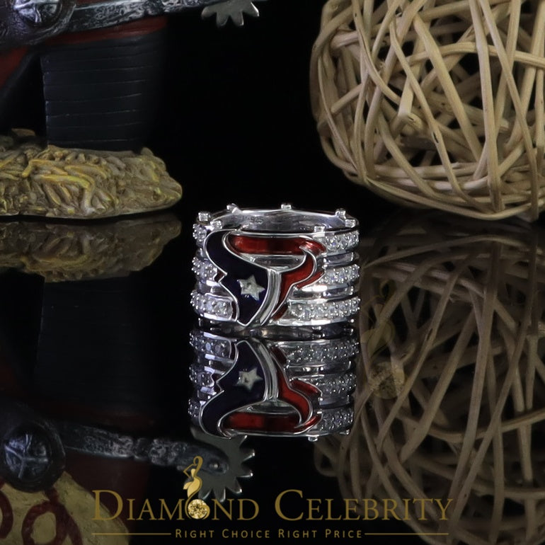 DiamondCelebritees 925 Silver White 1.50ct Cubic Zirconia Texan Wide Band Cocktail Ring Size 10