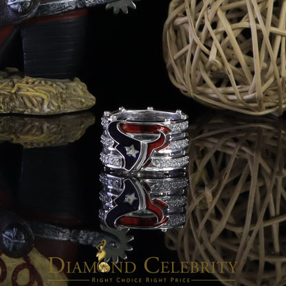 DiamondCelebritees 925 Silver White 1.50ct Cubic Zirconia Texan Wide Band Cocktail Ring Size 10