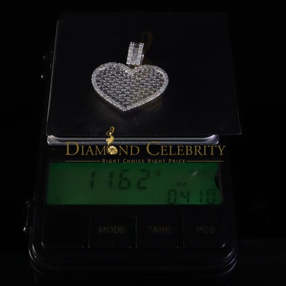 Diamondcelebritees  925 White Silver 6.50ct VVS D Clr. Moissanite Bagutte Heart Pendant Women's