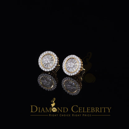 DiamondCelebritees  0.52ct Cubic Zirconia 925 Yellow Silver Women's & Men's Hip Hop Round Earrings