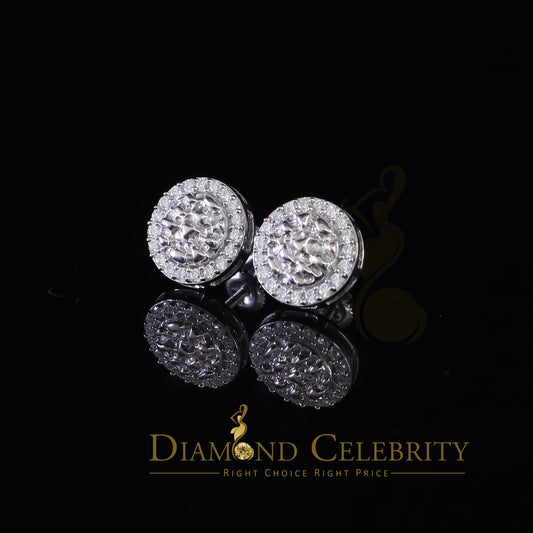 Diamondcelebritees 1.50ct Moissanite White 925 Sterling Silver Women's Circle Shape Nugget Earrings