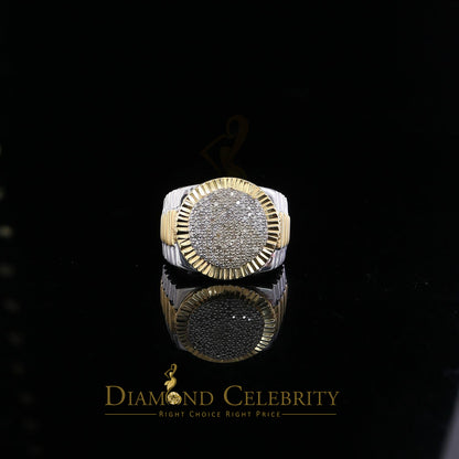 DiamondCelebritees 0.50ct Real Diamond Men's Sterling White Silver Two Tone Wide White Ring SZ 9