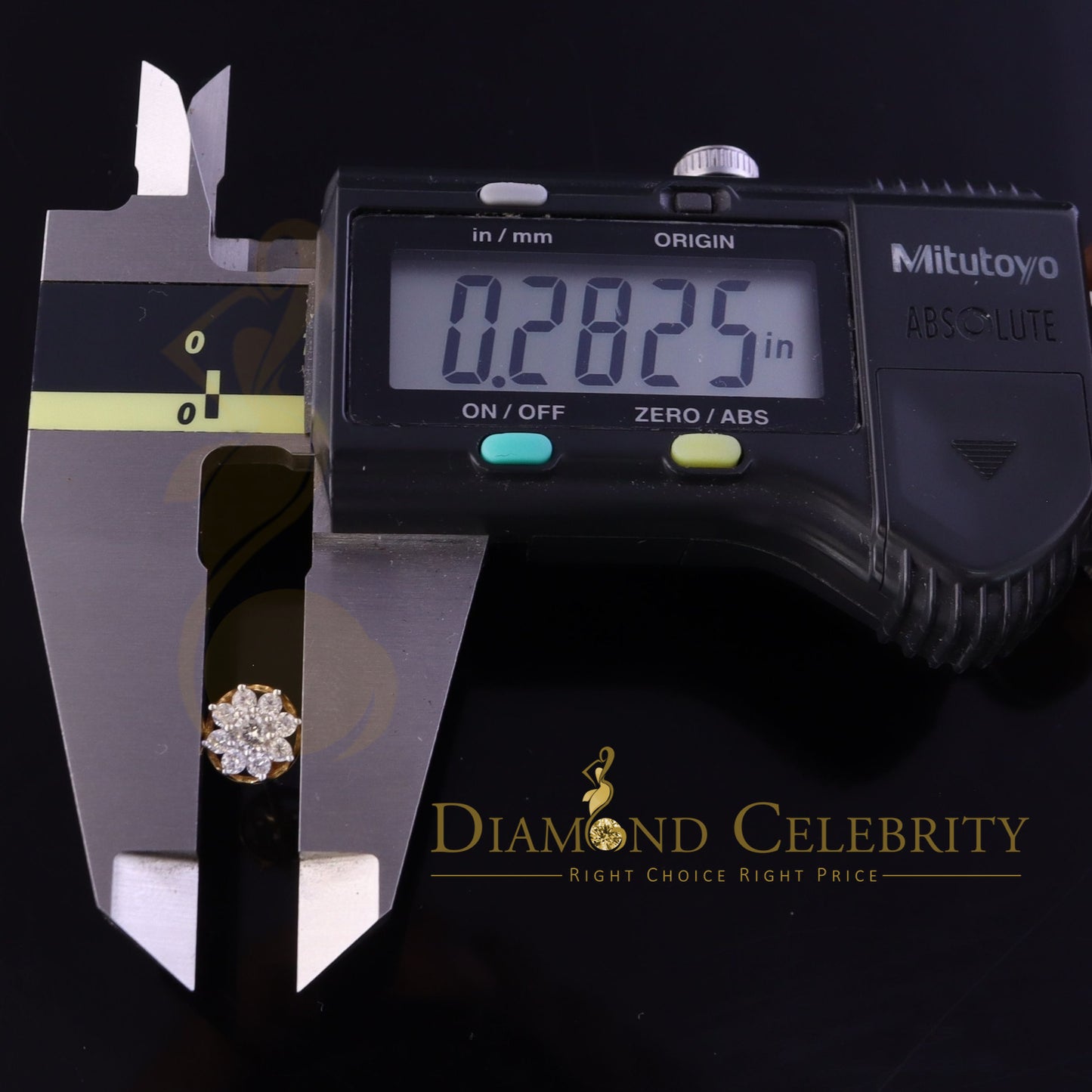 DiamondCelebritees  Yellow 925 Silver Cubic 0.14ct Zirconia Women's & Men's Hip Hop Flower Earrings