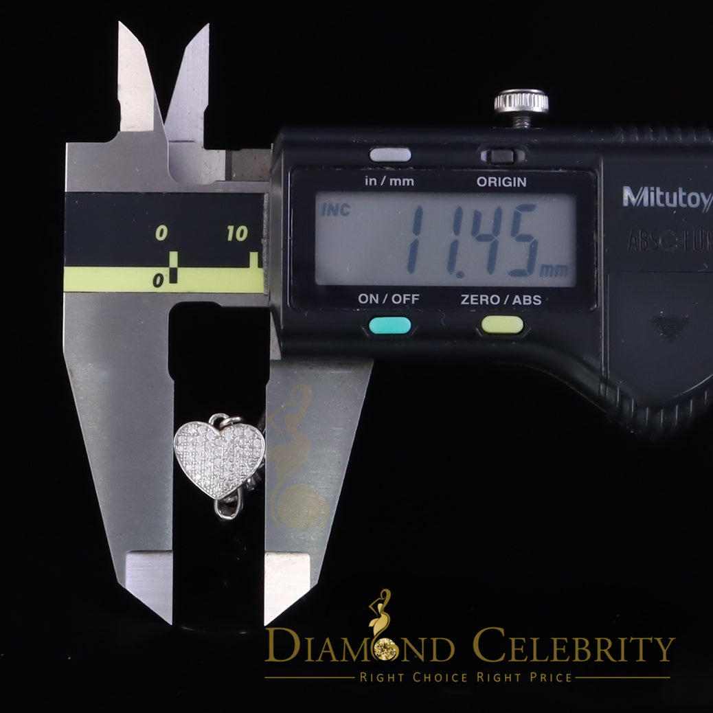 DiamondCelebritees Womens Heart Key White Sterling Silver Shape Pendant with 0.50ct Cubic Zirconia