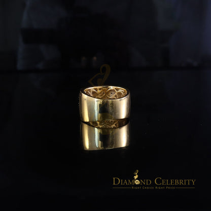DiamondCelebritees Big 0.25ct Real Diamond 925 Yellow Miracle set Silver Wide Men's Band Ring SZ10